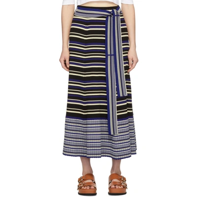 Shop 3.1 Phillip Lim / フィリップ リム 3.1 Phillip Lim Blue Silk Multi Stripe Skirt In Bl424 Bmlti
