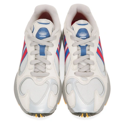 Shop Adidas Originals Grey And Red Yung-1 Sneakers In Grey/royal