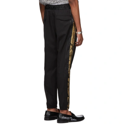 Shop Dolce & Gabbana Dolce And Gabbana Black And Gold Embroidered Drawstring Trousers In N0000 Black