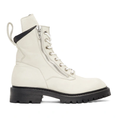 Shop Julius Off-white Combat Boots