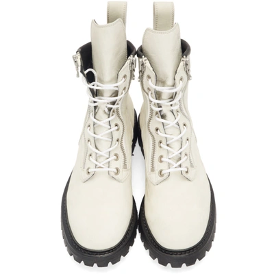 Shop Julius Off-white Combat Boots