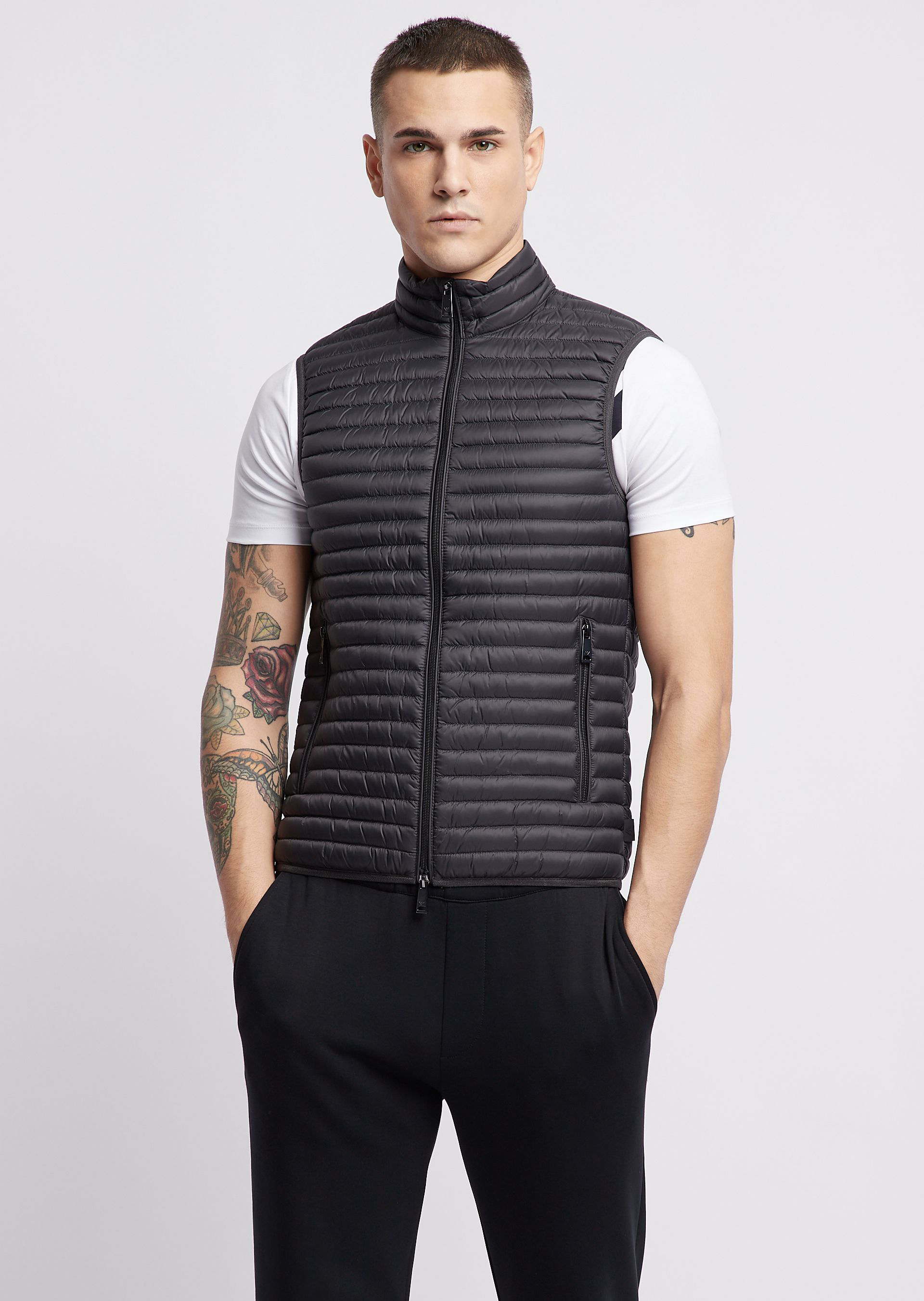 Emporio Armani Down Vests - Item 41823218 In Gray | ModeSens