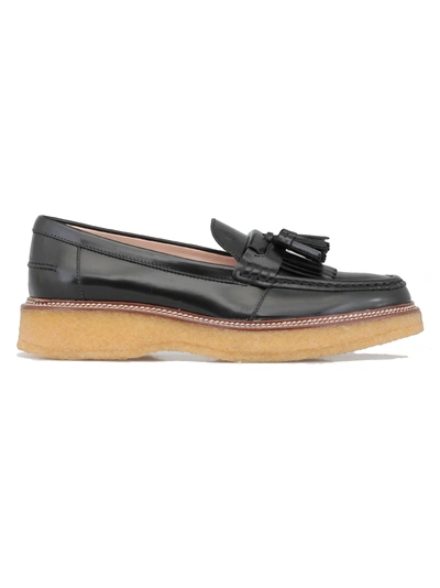 Shop Tod's Leather Loafer In Nero + Fondo Miele + Guardolo