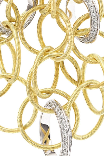 Shop Buccellati Hawaii 18-karat Yellow And White Gold Diamond Earrings