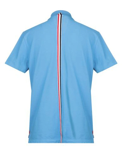 Shop Thom Browne Polo Shirt In Pastel Blue