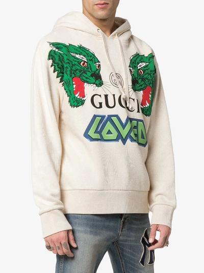 Shop Gucci Cotton Sweatshirt With Tigers In Neutrals