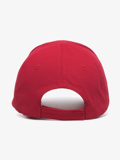 Shop Balenciaga Logo Visor Cap In Red