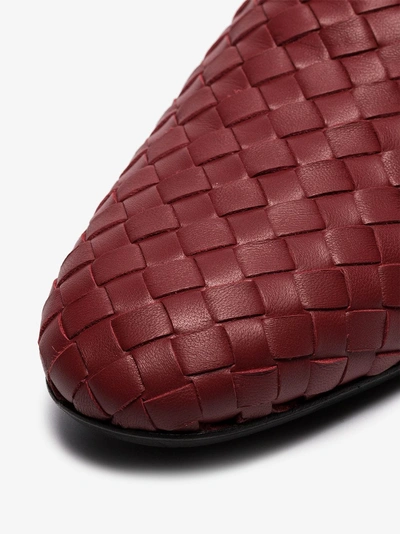 Shop Bottega Veneta Fiandra Flat Woven Leather Slippers In 6453 Red