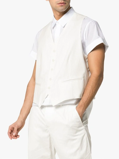 Shop Ann Demeulemeester Short-sleeved Cotton Button-down Waistcoat Shirt In White