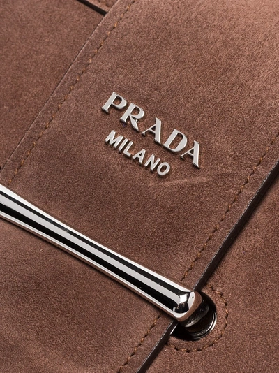 Shop Prada 'manuelle' Schultertasche Aus Wildleder In F0xux Brown