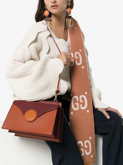 Shop Danse Lente Orange And Brown Phoebe Leather Shoulder Bag