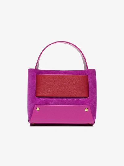 Shop Yuzefi Pink And Red Dinky Leather And Suede Shoulder Bag In Pink/purple