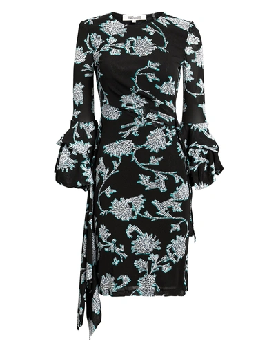 Shop Diane Von Furstenberg Faridah Floral Ini Dress Black/print