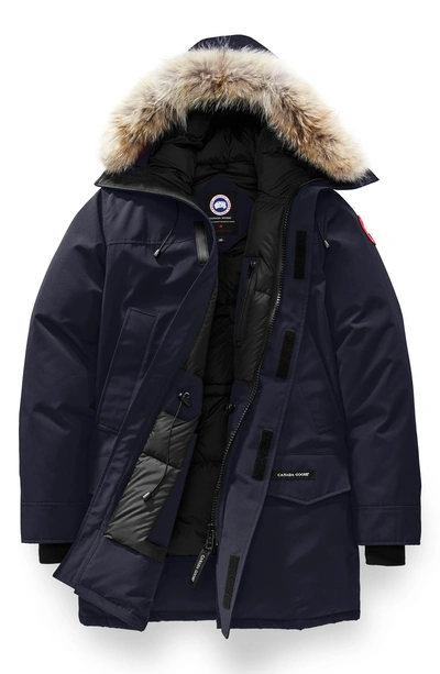 Shop Canada Goose Langford Slim Fit Down Parka With Genuine Coyote Fur Trim In Admiral Blue