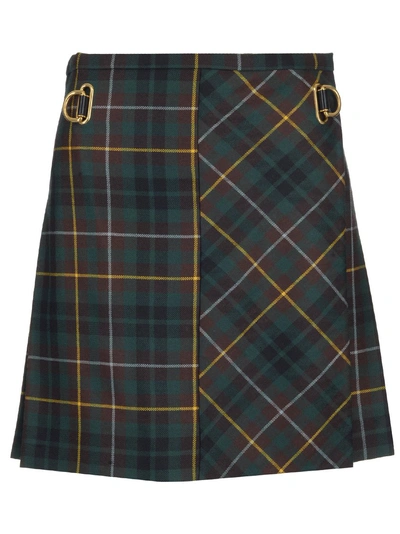 Shop Burberry Tartan Kilt Skirt In Multi