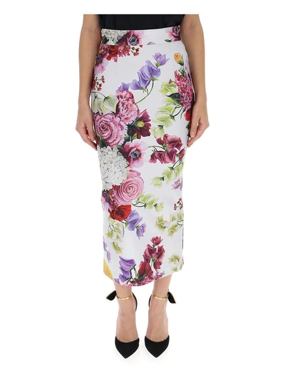 Shop Dolce & Gabbana Floral Printed Skirt In Multi