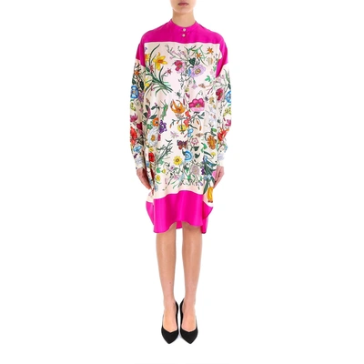Shop Gucci Floral Printed Dress In Multi
