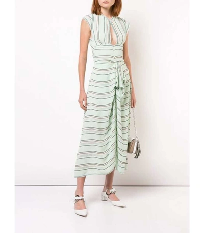 Shop Proenza Schouler Crepe Striped Tied Dress In Mint