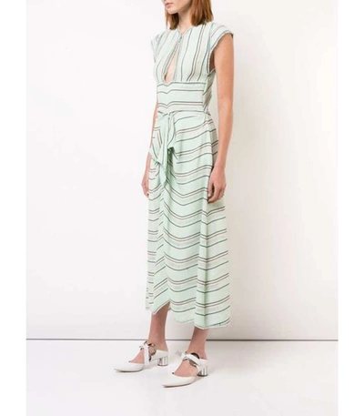 Shop Proenza Schouler Crepe Striped Tied Dress In Mint