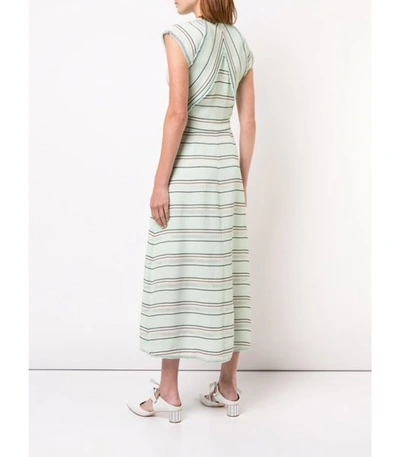 Shop Proenza Schouler Crepe Striped Tied Dress In Mint