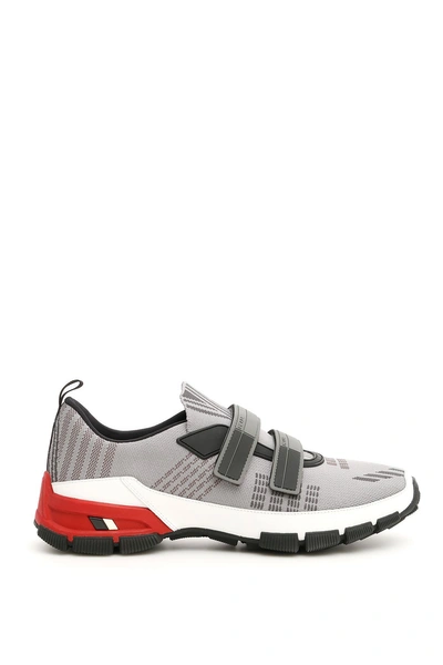 Shop Prada Multicolor Nylon Crossection Sneakers In Acciaio Rubino|grigio
