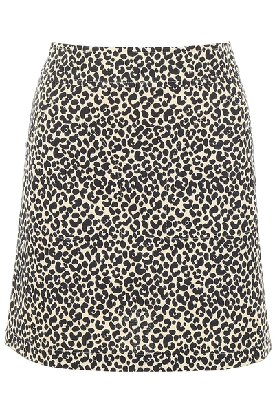 Shop Apc Leopard-printed Mini Skirt In Beige|beige