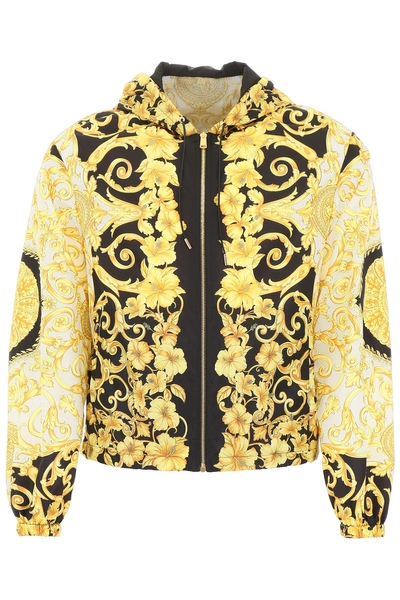 Shop Versace Barocco Jacket In Black Gold Red|bianco