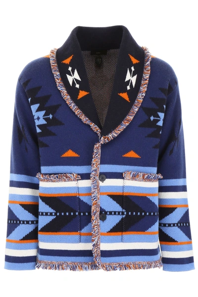 Shop Alanui Native Arrow Cardigan In Neptune Blue (blue)