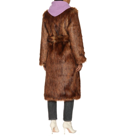 Shop Nanushka Pas Faux Fur Coat In Brown