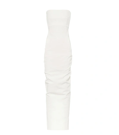 Shop Rick Owens Bustier Crêpe Strapless Gown In White