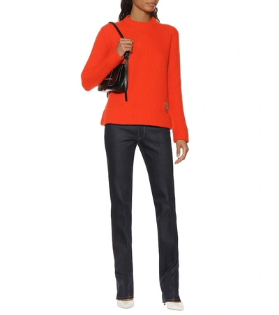 Shop Prada Ribbed Wool And Cashmere Sweater In Orange