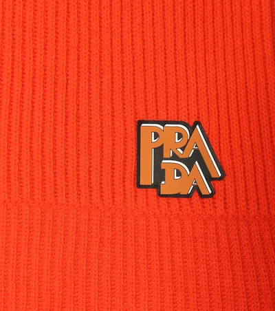 Shop Prada Ribbed Wool And Cashmere Sweater In Orange