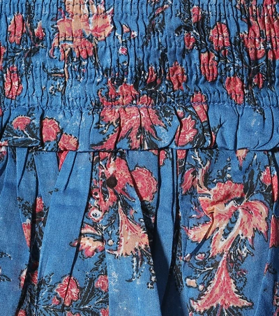 Shop Isabel Marant Étoile Naomi Floral Cotton Miniskirt In Blue
