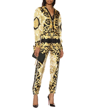 Shop Versace Printed Silk Twill Shirt In Gold