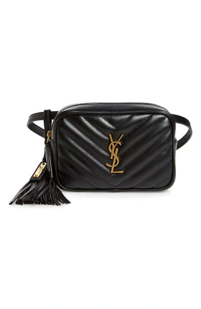 Shop Saint Laurent Lou Quilted Leather Belt Bag With Tassel - Green In Dark Turquoise