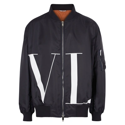 Shop Valentino Vltn Midnight Blue Shell Bomber Jacket