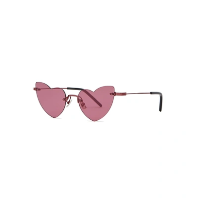 Shop Saint Laurent Loulou Heart-frame Sunglasses In Pink