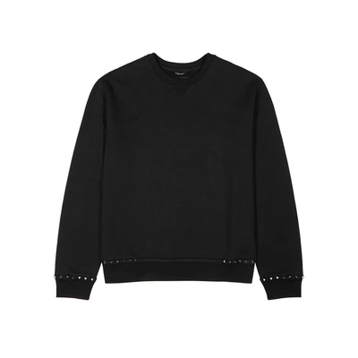 Shop Valentino Rockstud Untitled Black Cotton Sweatshirt
