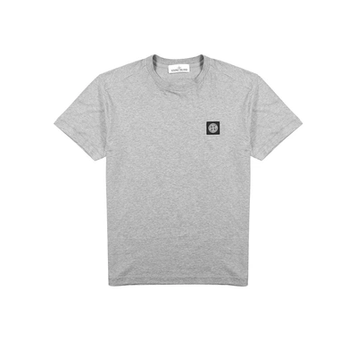 Shop Stone Island Grey Mélange Cotton T-shirt