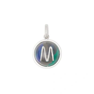 Shop Burberry Marbled Resin `m` Alphabet Charm In Palladio/ocean Blu