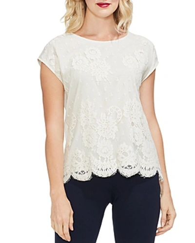 Shop Vince Camuto Floral Lace Top In Pearl Ivory