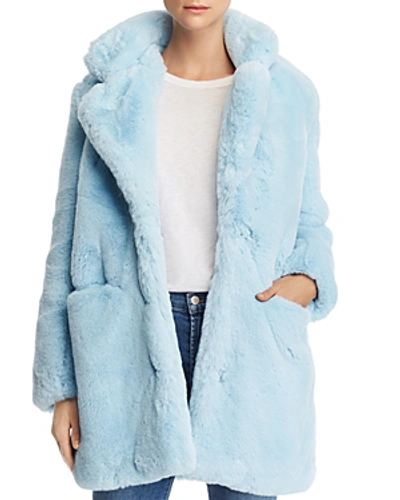 Shop Apparis Sophie Faux Fur Coat In Ciel
