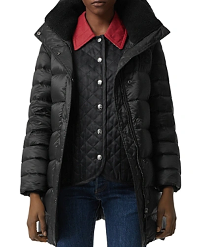 Shop Burberry Strettingham Down Puffer Coat In Black