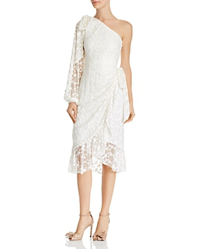 Shop Keepsake Retrospect Embroidered Asymmetric Midi Dress In Ivory