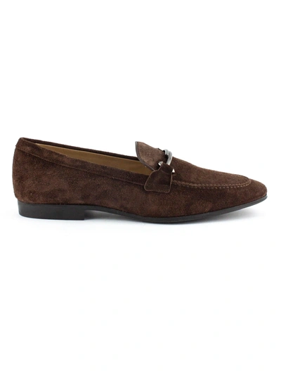 Shop Tod's Moccasin In Brown Suede In Testa Di Moro