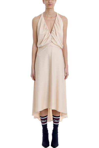 Shop Chloé Pink Silk Long Dress In Powder