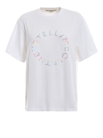 Shop Stella Mccartney Rainbow Logo T-shirt In Pure White