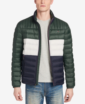 men's down quilted packable logo jacket