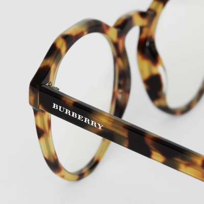 Shop Burberry Keyhole Round Optical Frames In Tortoise Shell