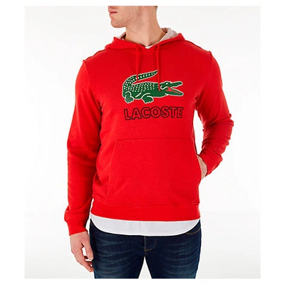 Shop Lacoste Men's Big Croc Script Hoodie (regular & Big) In Red